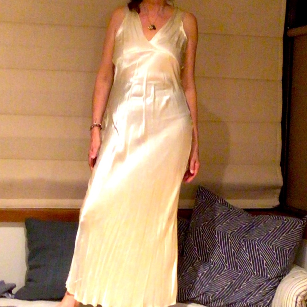 Vintage Ivory Satin Gown Sleeveless